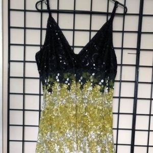 Strappy Sequined Asymmetric Handkerchief Hem Dress